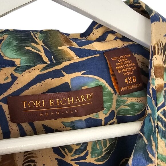 Tori Richard Mens Hawaiian Print Button Down Short Sleeve Shirt, Cotton, 4XB - Picture 3 of 7